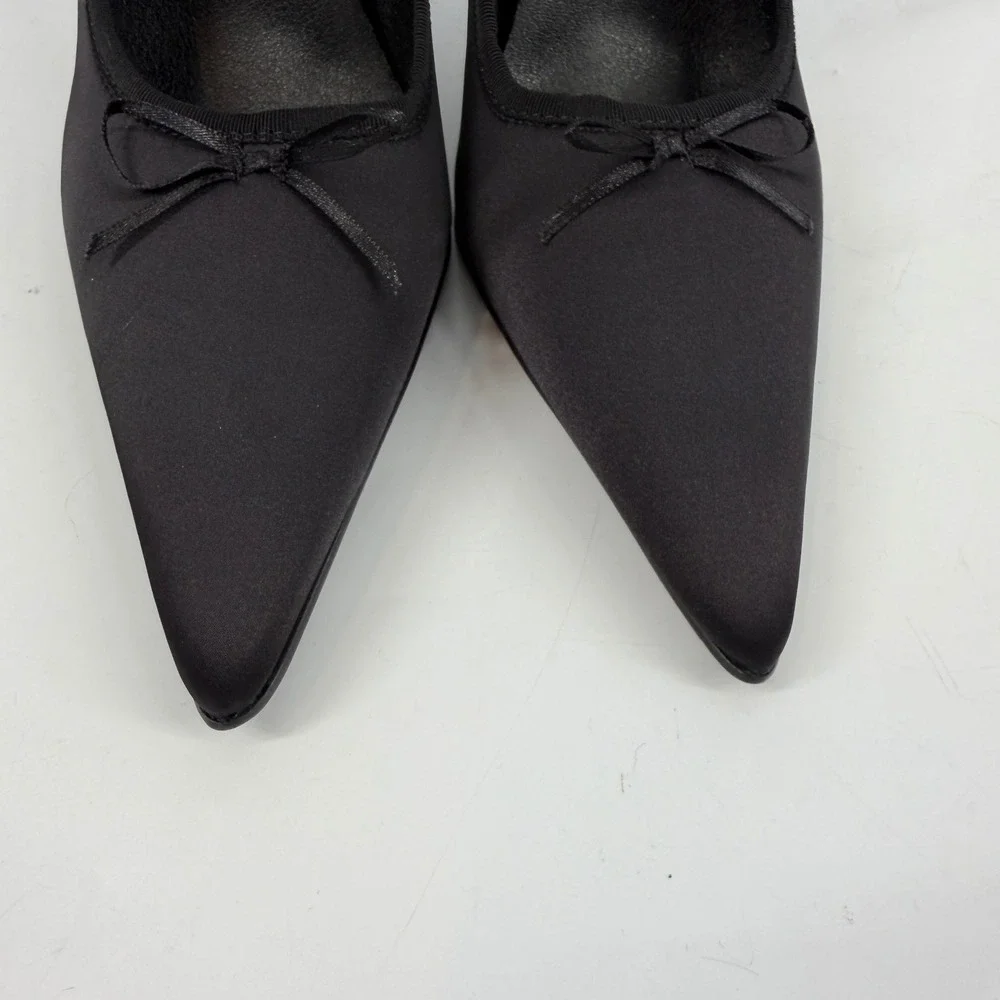 Sugar Thrillz Black‎ Satin Pointed Toe Mary Jane Stiletto Heels Size 9M